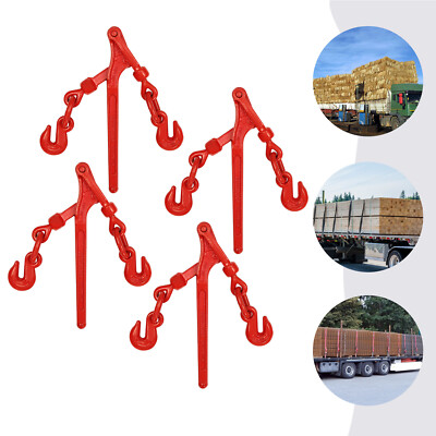 4PCS G80 Lever Chain Binders 5/16-3/8 In Chains 9,200 lb WLL Red