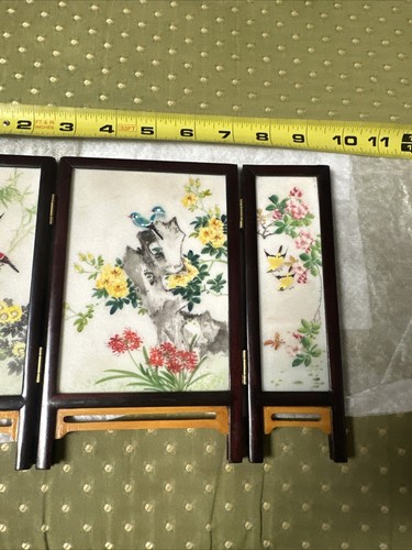 = Antique Chinese Miniature Screen Hand Painted on Marble Double Sided - Picture 5 of 11