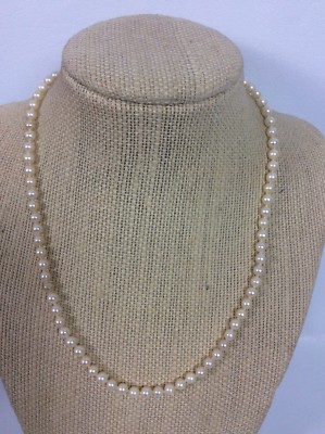 Beautiful Vtg Mikimoto Sterling Silver 925 Pearl Necklace 17