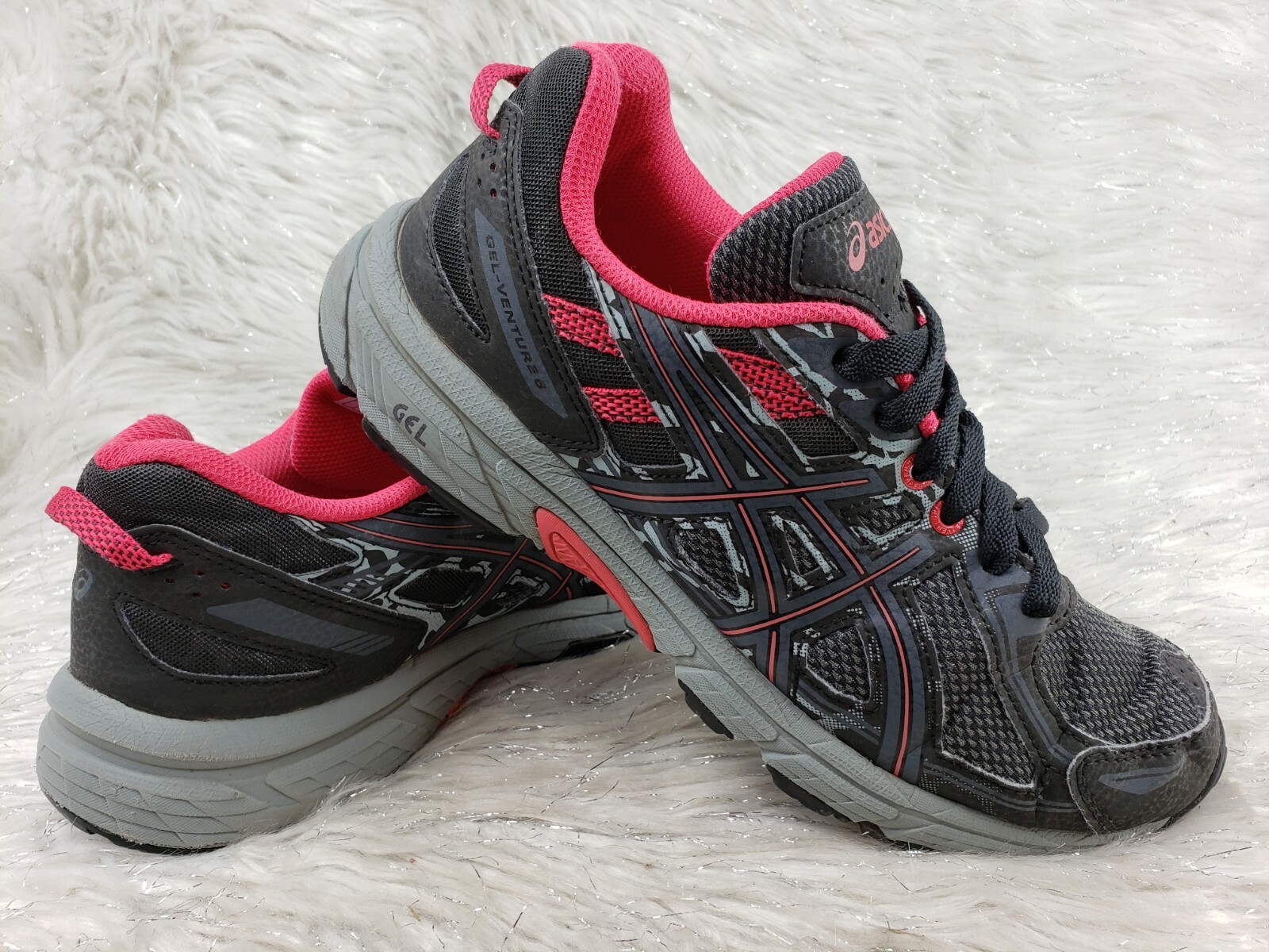 ASICS Gel Venture 6 Black Pink T7G6N Sneakers Size 9.5 / 41.5