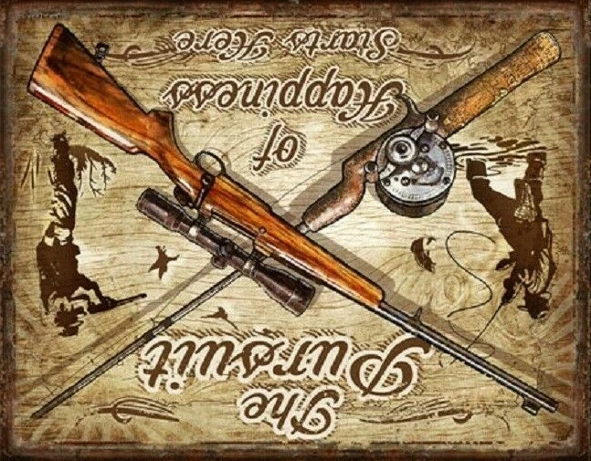 Pursuit Happiness Rustic Funny Hunt Hunting Cabin Man Cave Wall Decor Metal Sign - Image 3 of 4