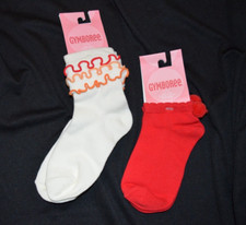 Gymboree FIESTA DEL SOL Red Pom Socks  Ivory Layered 2 prs lot NWT 3-4 yr