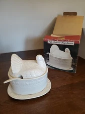 Vtg 4pc Himark 3qt Ceramic Soup Tureen Ches. Collection Japan Turkey Centerpiece