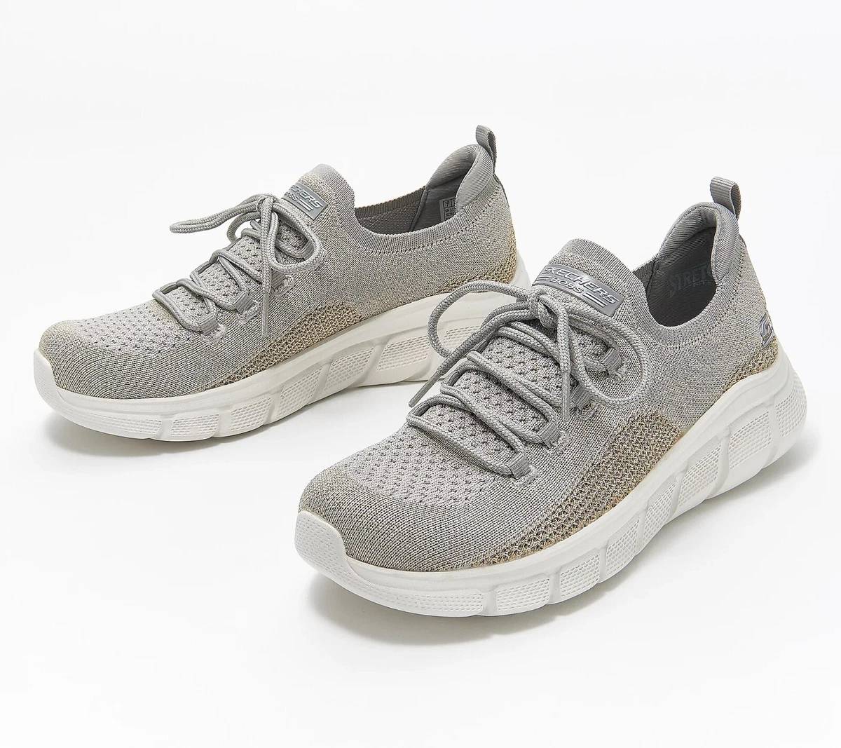 NIB SKECHERS BOBS B FLEX VEGAN SPARKLE KNIT SLIP ON SHOES FALL SPARKS TAUPE 7