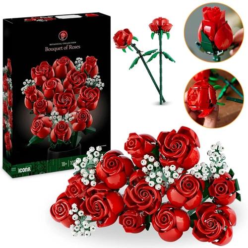 Rosenstrauß Künstliche Blumen aus Klemmbausteine Rosen Blumenstrauß Gebraucht - Bild 1 von 12
