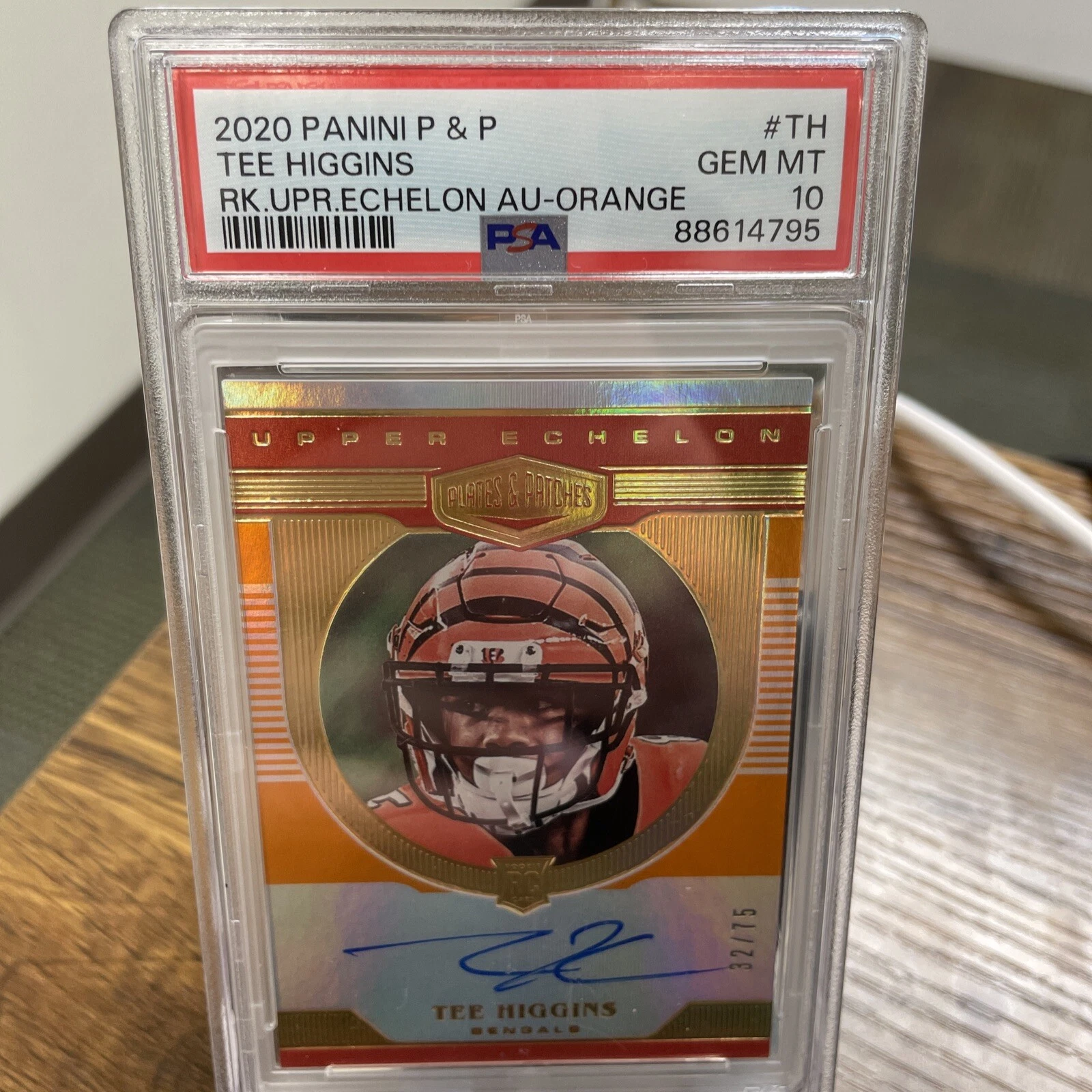 Tee Higgins Panini Plates & Patches Rookie Upper Echelon Autographs #TH Orange