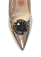 Round Shoe Clip with Rhinestones, Color Black