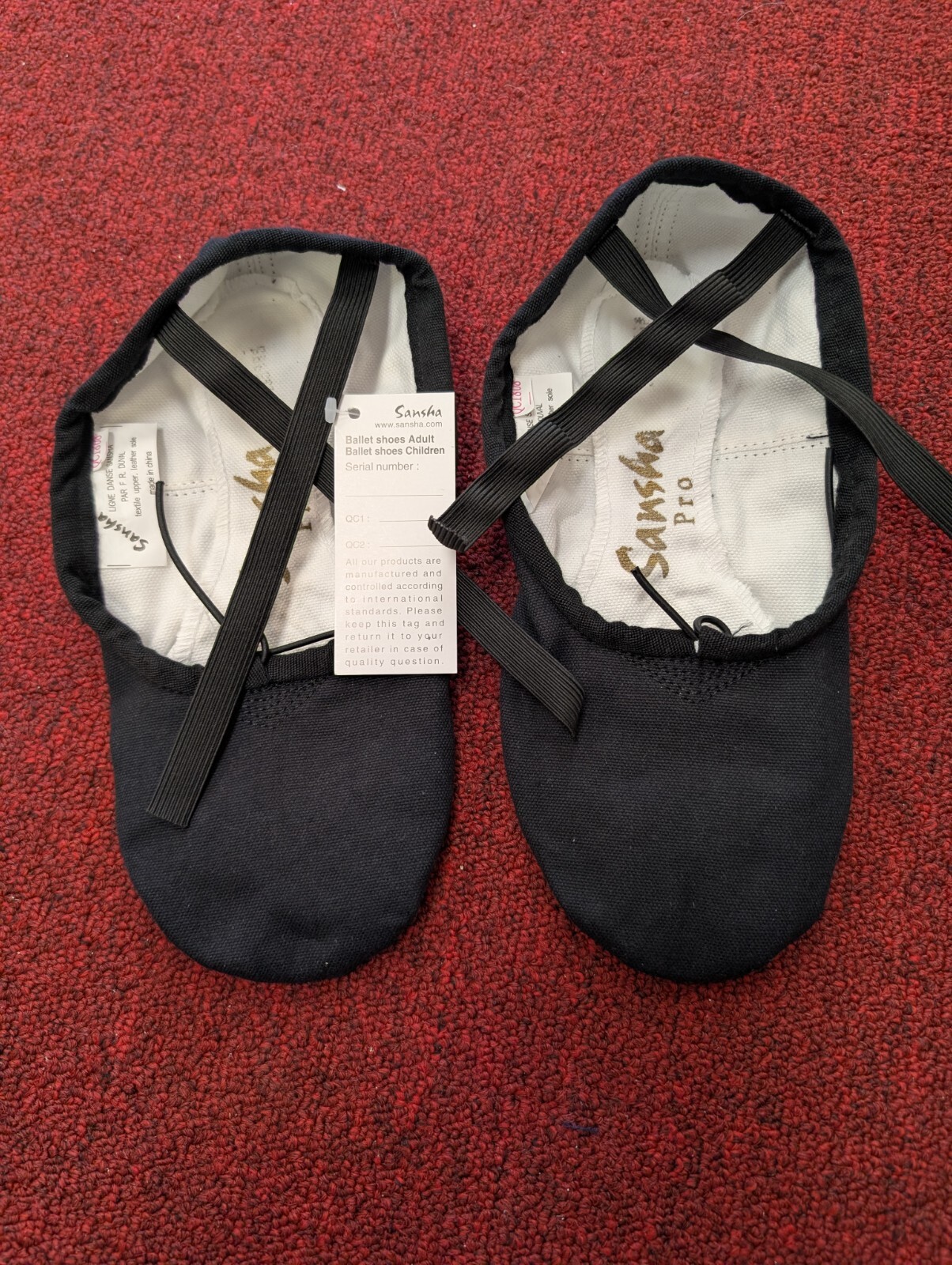 SAOLA Sansha Pro1C Ciabatte da Balletto Nero in Tela Suola Spaccata Ragazzi Giovani Nuove