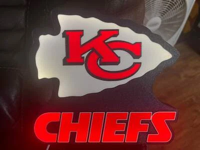 HUCKLEBERRY CONCEPTS 🏈🔥 Kansas City Chiefs Lighted Sign – Bold Red with Official Logo! 🔥🏈