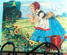 Vintage Mother Goose Inlay Tray Puzzles Boards Coloring Boards Crayons Eraser