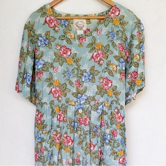 VINTAGE Erika II bright floral printed house dres… - image 3