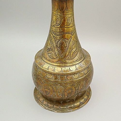 Antigua base de cachimba de metal de latón de Oriente Medio de 25 cm de altura - Imagen 5 de 13