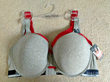 NWT Nautica 2 PK Super Soft Comfort Strap Underwire T-Shirt Bras NT5348, Sz 42D