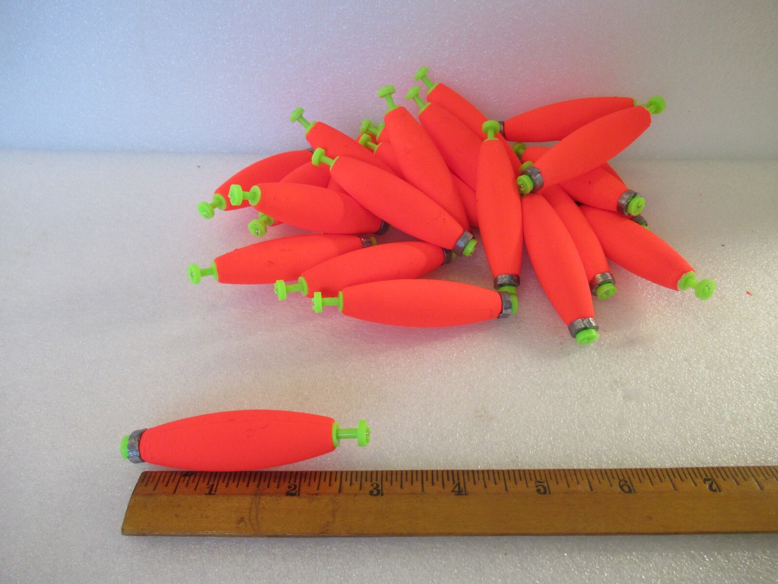 24 2.5" FISHING BOBBERS Medium Cigar Floats Weighted Foam Snap on Float