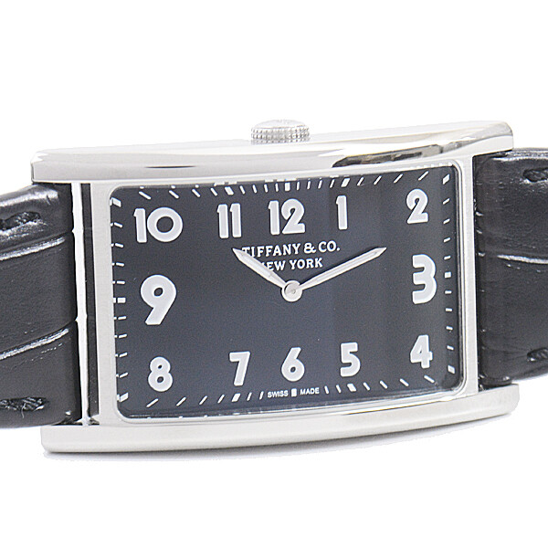 Tiffany Watch Men s Women s East West Black Dial Battery Operated Stainless St