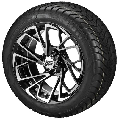 (4) 215/40-12 LSI Elite Low Profile Tires on 12x7 Black/Machined Stinger Wheels