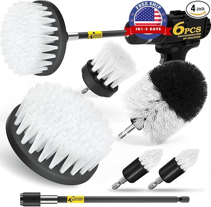 6 Pcs Drill Brush Car Detailing Kit with Extend Attachment Soft Bristle Power US
