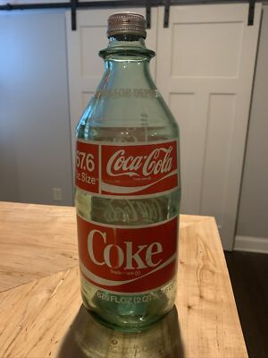 1970s Vintage COCA COLA 2 Liter Green Glass Coke Bottle 67.6 Fl Oz