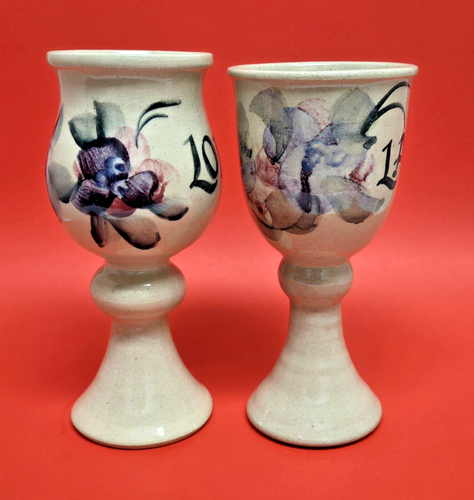 Lord & Lady Handmade & Painted Pottery Goblet Set Renaissance Style Medieval EUC - Picture 4 of 8