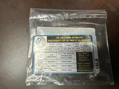 #ad NEW OEM Hyundai 05203 C2100 Tire Pressure Label $19.95
