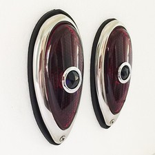 1pr - 1938-39 Ford Tear Drop Tail Lights With Blue Dots Rubber Body Gaskets.