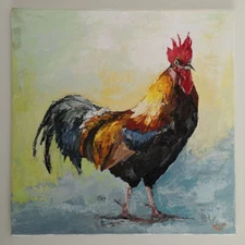 LMOP1159L 100% Handmade Painted Strong Rooster Animals Oil Painting Art Canvas