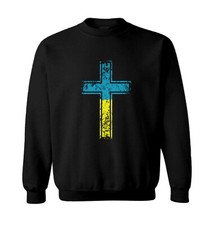 Cross With Ukraine Colors - Ukrainian Pride Proud Peace Toddler Crewneck Sweater