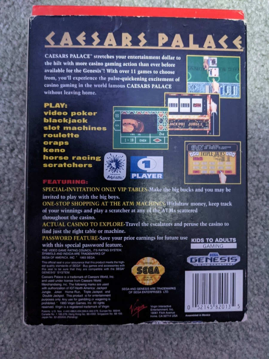 Caesars Palace (Sega Genesis, 1993) CIB complete Authentic Tested