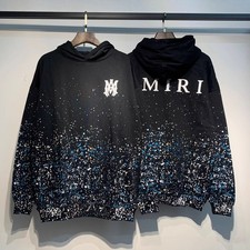 AMIRI Spring and Autumn Couple Hoodie with Ink Splashing Pattern Fashion Luck L