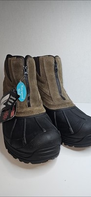 Sorel LM 1288-010 Cold Mountain Black Zip Front Suede Rubber Snow Boots Size 8