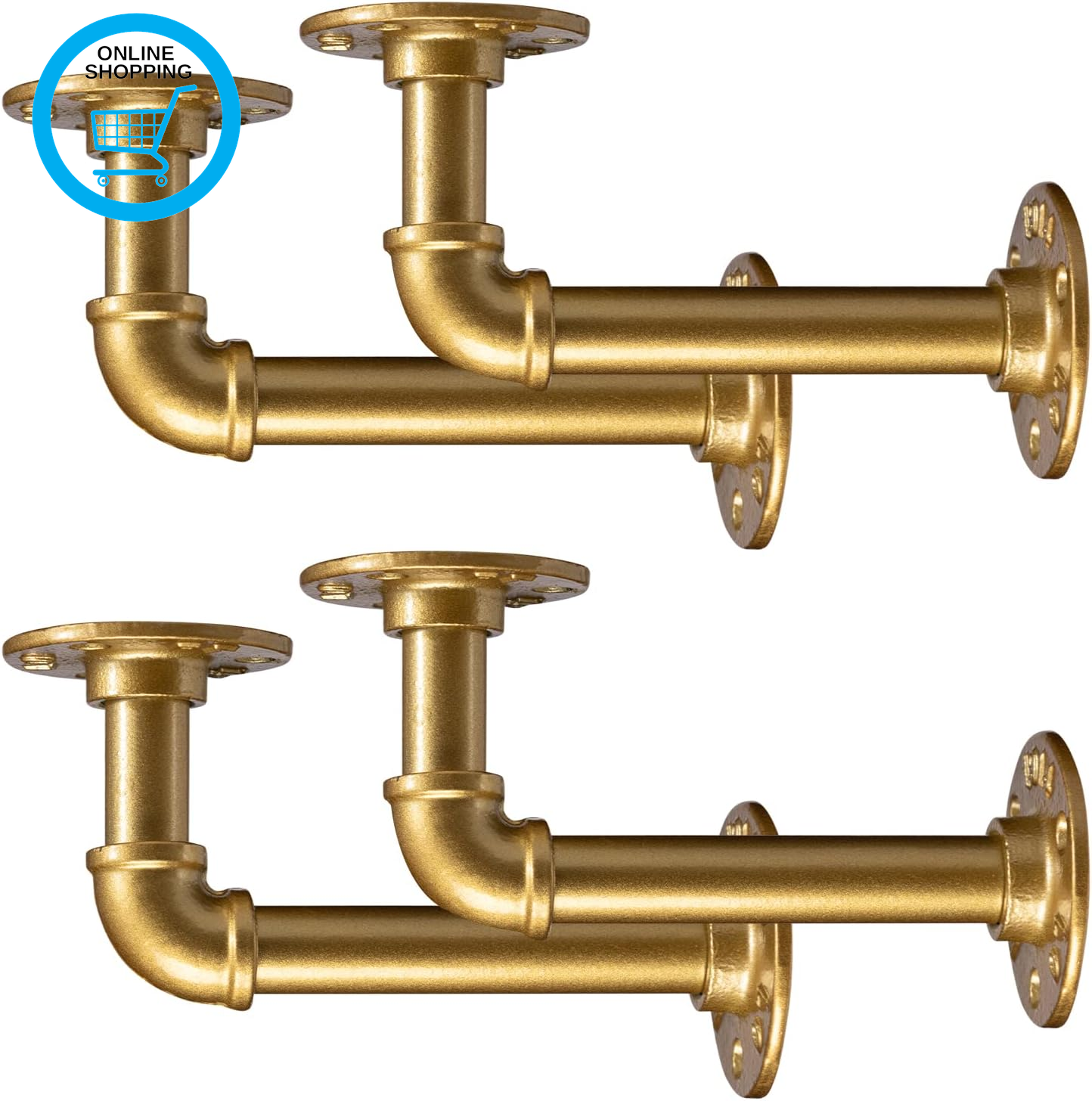 4Pcs Heavy Duty Shelf Brackets for Shelves, Industrial Pipe Bracket 15Cm, Vintag