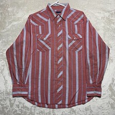 VTG Wrangler Pearl Snap Shirt XL Faded Striped Western Cowboy Light 90s