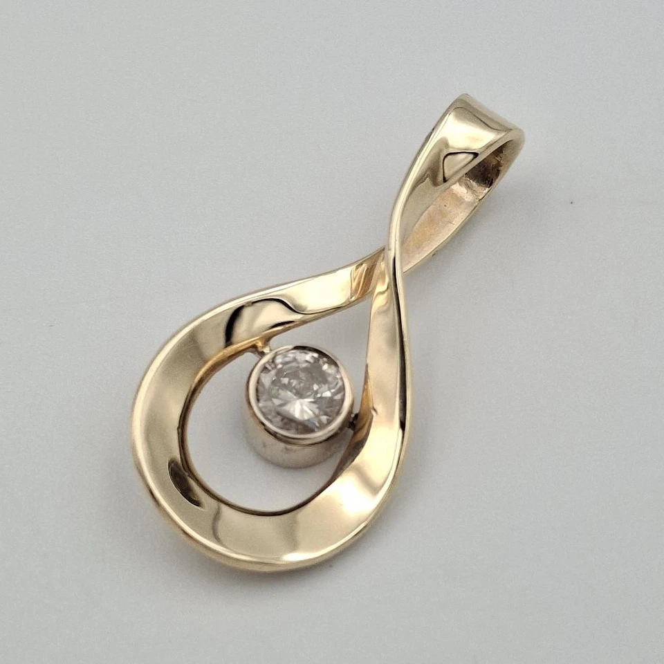 14K Yellow Gold 0.33ct 1/3ct Flickering Diamond Infinity Tear Drop Pendant - Image 3 of 4