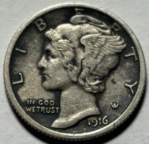 1916 Mercury Dime — Ch. XF+/AU Condition 🔥 Antique-Toned — Original Surfaces