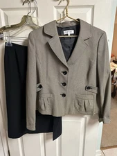 90s Suit Studio Houndstooth Button Skirt Suit Size 2xL 18 Brown Black Career Y2k