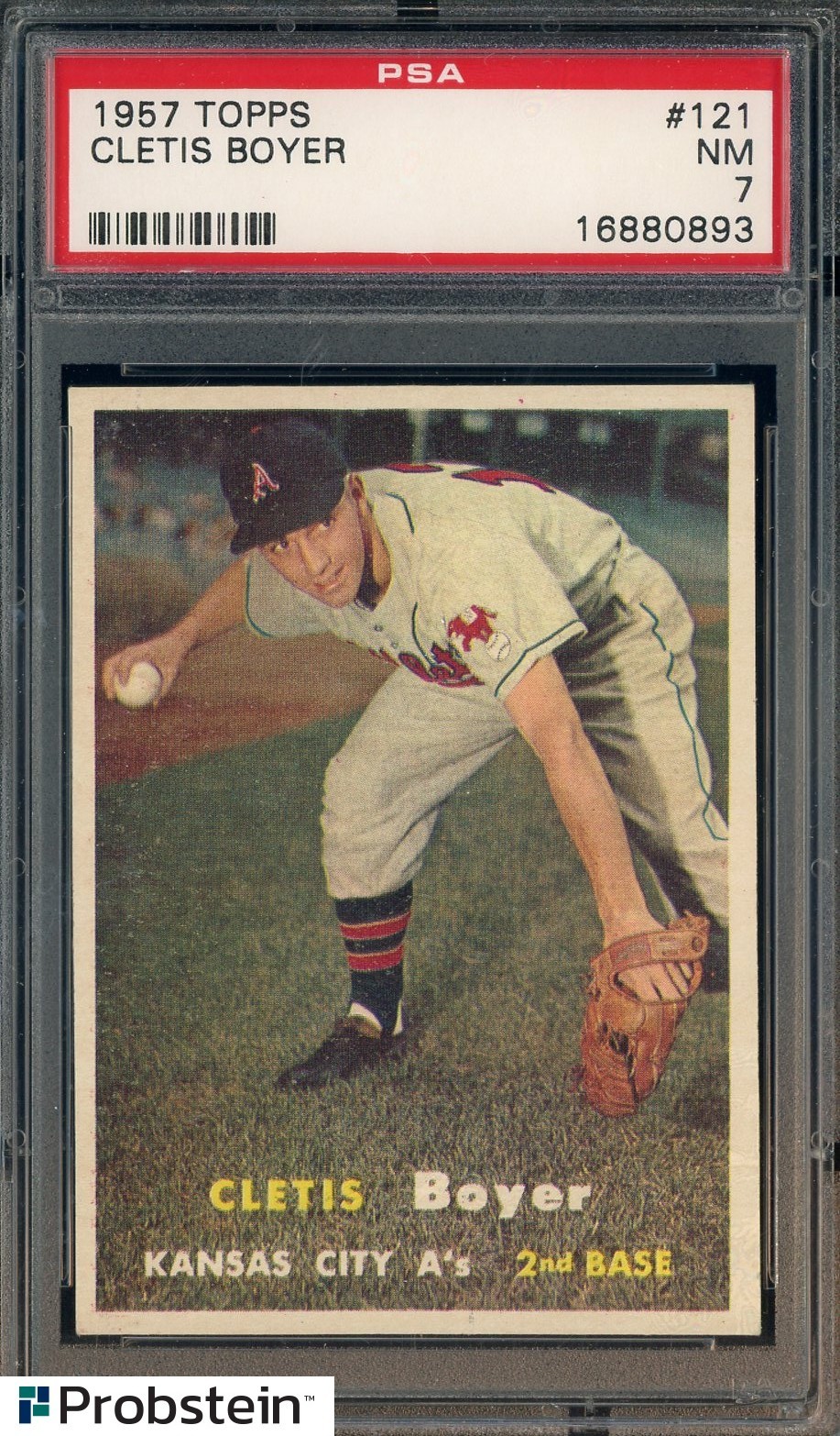 1957 Topps #121 Cletis Boyer Kansas City Athletics PSA 7 NM