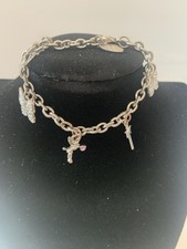 Vintage Disney Fairies Kids Silver Link Tinker bell Charm Bracelet