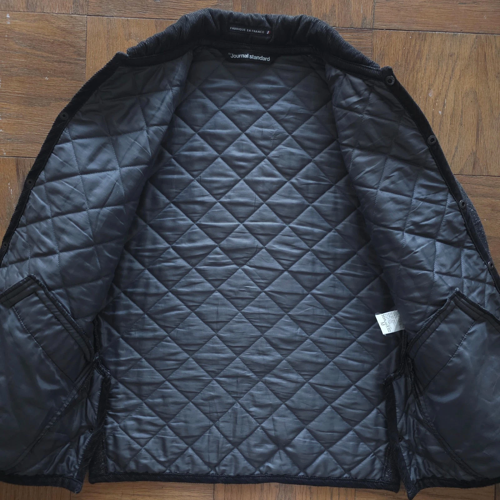 JOURNAL STANDARD Made in France Tweed Wool Blend Quilted Jacket Gray Medium - product detail image 9