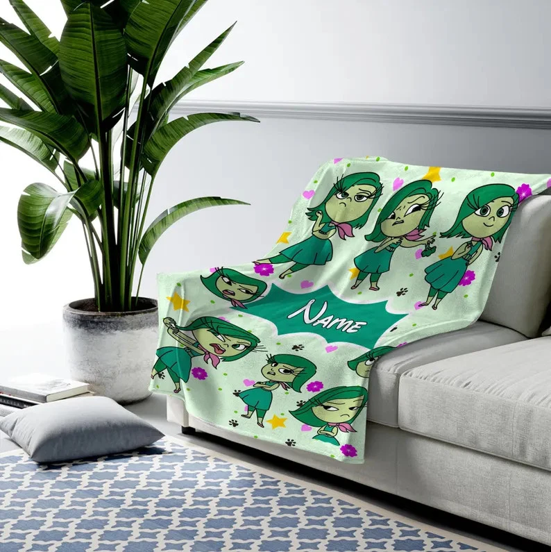 Disney Inside Out Disgust Emotions Actions Pattern Customize Fleece Blanket