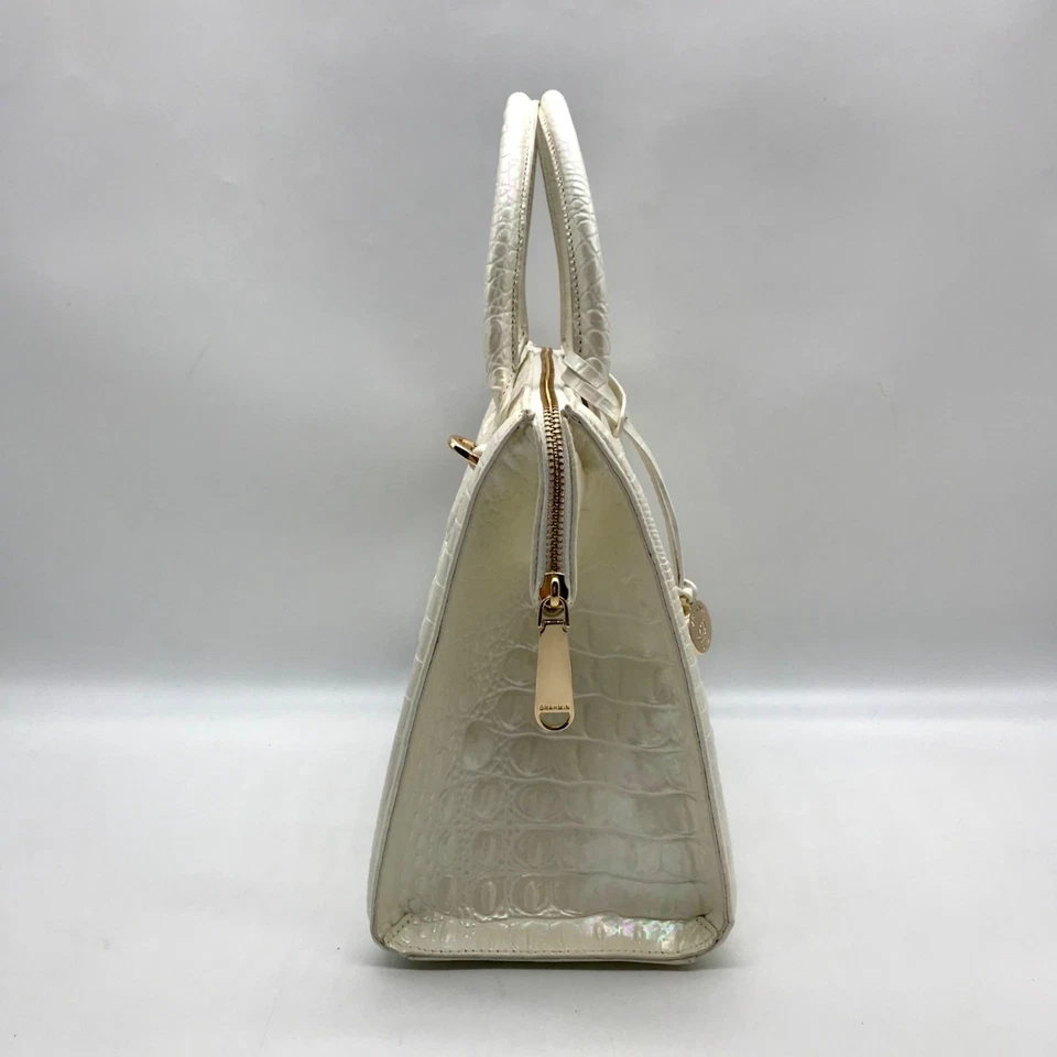 Brahmin White Croc Embossed Leather Caroline Convertible Satchel - Image 4 of 4