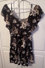 Shein Womens Size Small Black Floral Off Shoulder With Adjustable Straps Dress