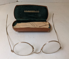 Antique F.M.ALLCHURCH.O.D 14K GF Round Eye Glasses with Wire Frames and Case OF2