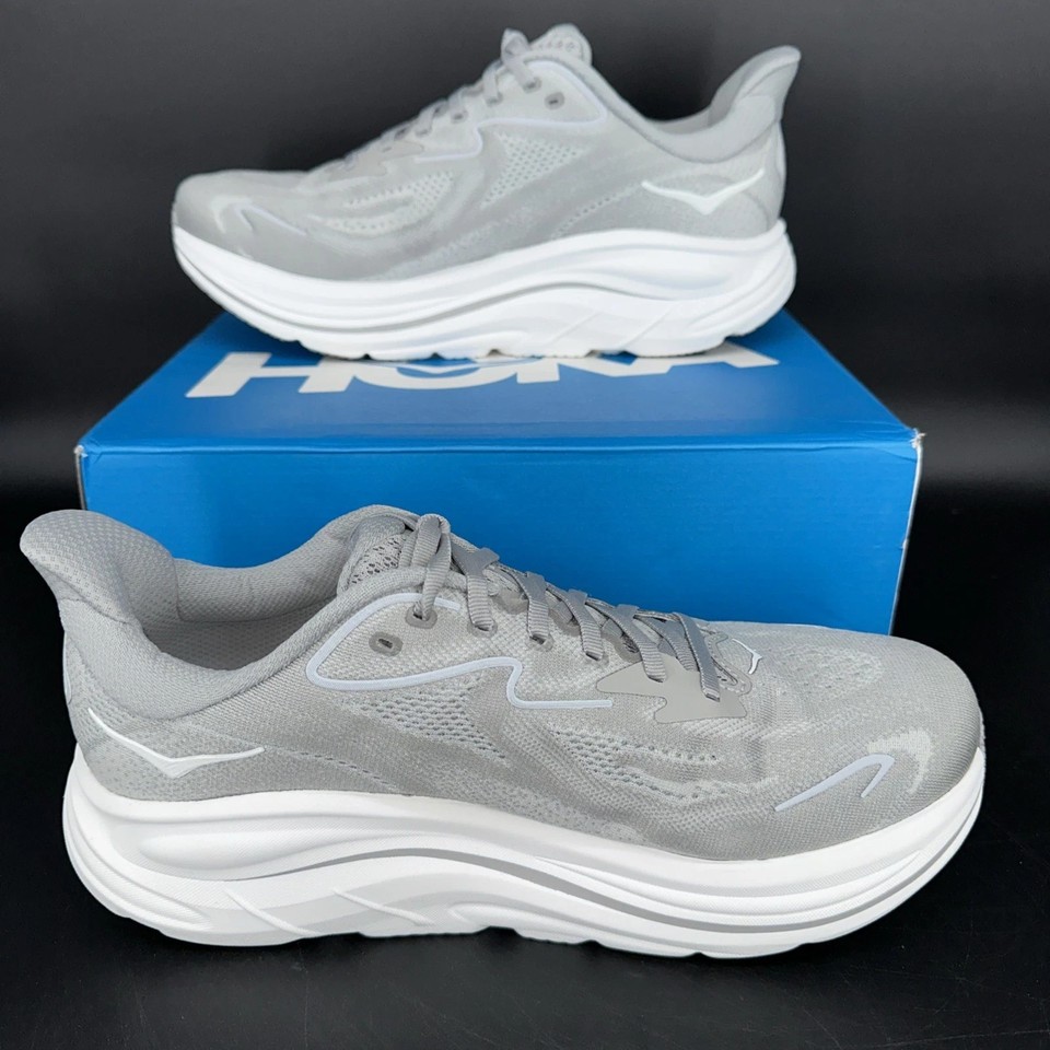 [FLASH SALE] .HOKA Clifton 10 Men Stellar Grey/White .NEW WITH BOX | eBay