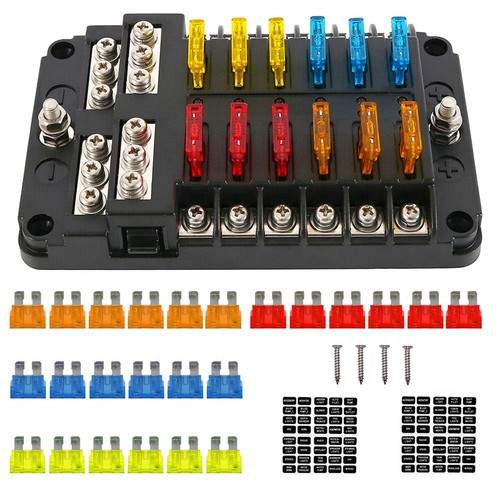 12Way 12/32V Auto Car Power Distribution Blade Fuse Holder Box Block Panel Board - Picture 12 of 12