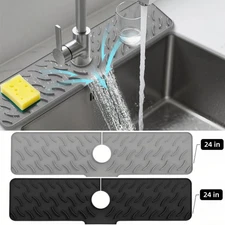 Silicone Faucet Mat Kitchen Sink Splash Guard Slip Drain Pad Drip Catcher Tray