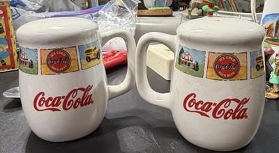 Coca Cola Ice Cold Sold Here Ceramic Salt & Pepper Shakers Gibson Dinner Ware