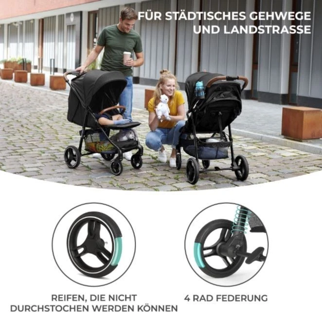 Kinderkraft Kinderwagen Grande Plus schwarz Kinder Buggy ab Geburt bis 22 kg - Bild 4 von 4