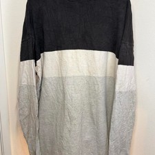 LL Bean Mens Long Sleeve Colorblock Shirt XXL Black Gray White Made in USA