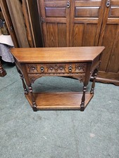 OLD CHARM FURNITURE OAK  SERVING TABLE/CARVED CONSOLE/HALL/TELEPHONE TABLE