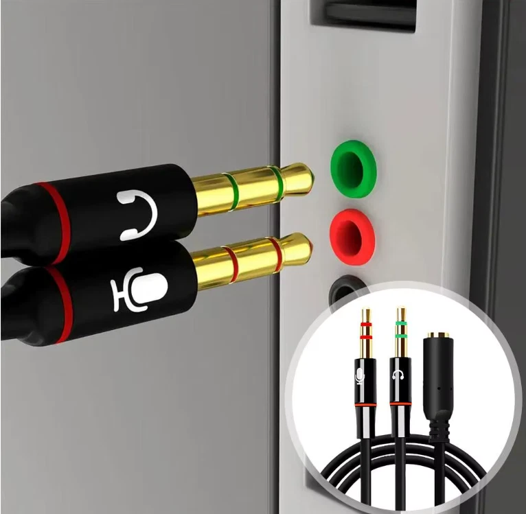 Adaptateur Jack 3,5 mm Casque Micro PC Portable 1 Femelle vers 2 Mâles Noir - Photo 4/4